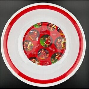 Vintage Gibson Coca-Cola Christmas Santa 9.75 Inch Melamine Serving Bowl